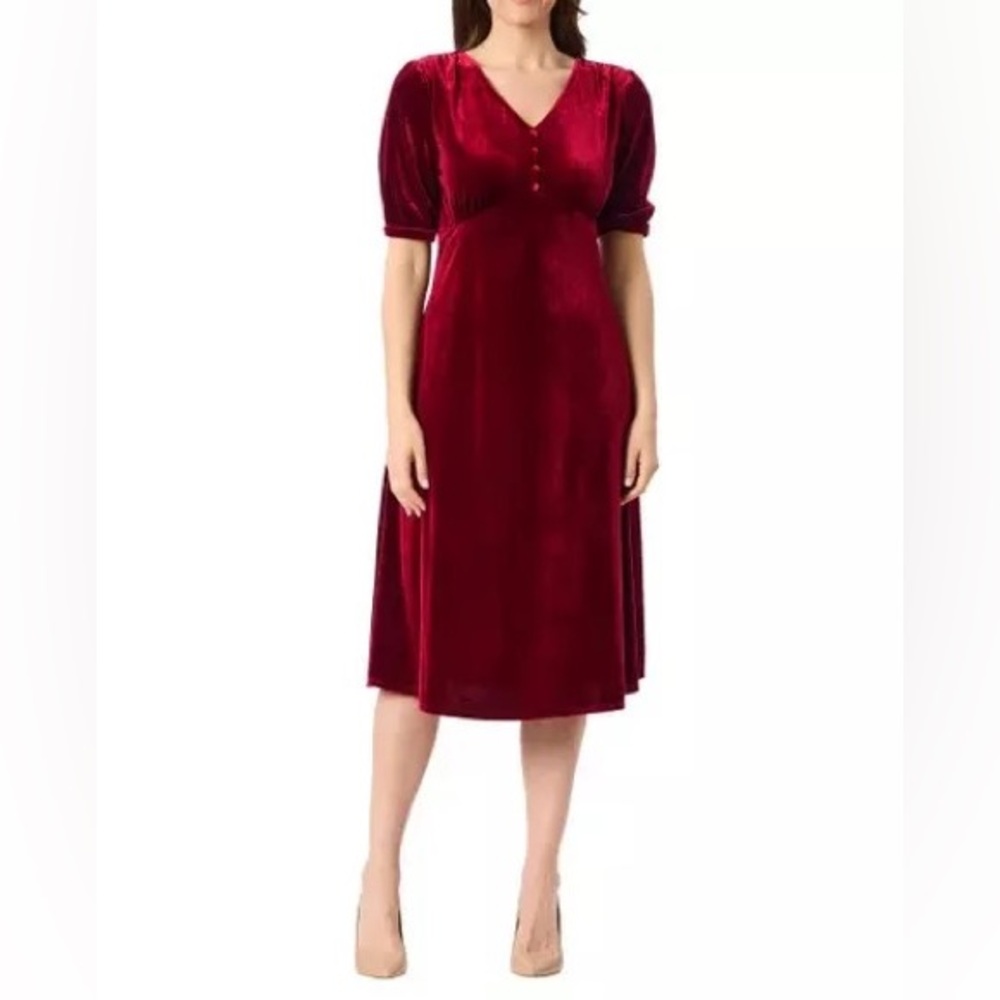 Briggs Womens Dress Dark Red Burgundy Velvet Pockets Soft Midweight,